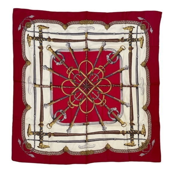Trussardi Accessories - Trussardi Silk Scarf Elegant Red and Gold Scarf